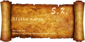 Slifka Karsa névjegykártya